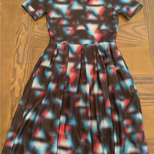 LuLaRoe Kids Dress with Red and Blue Abstract Pattern